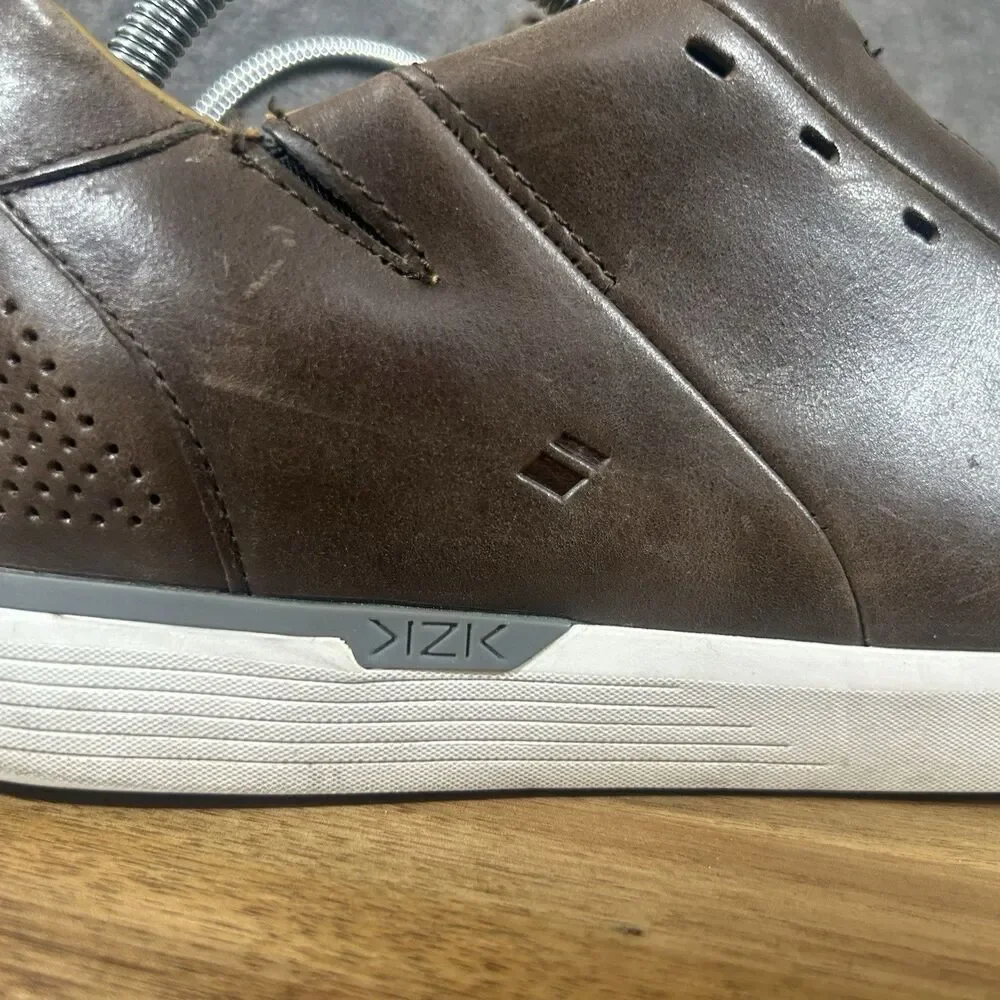 Kizik New York Mens Size 10 W Brown Leather Hands Free Slip On Casual Shoes Used
